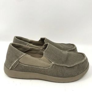 Crocs Santa Cruz II Khaki Canvas Loafers Size J3 3